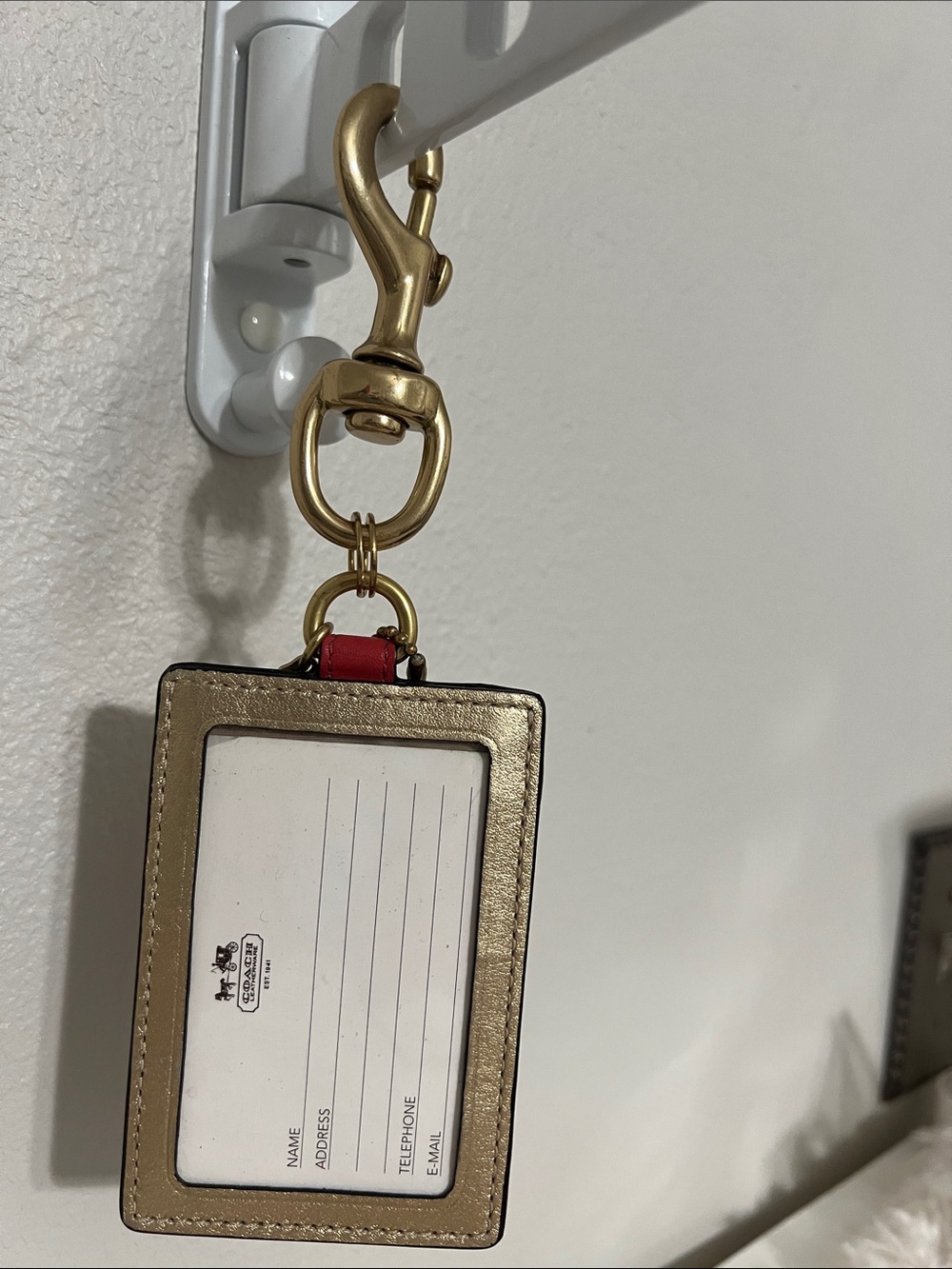 Coach Rare Legacy Striped Card Holder Key Fob with Gold Hardware - Picture 3 of 10